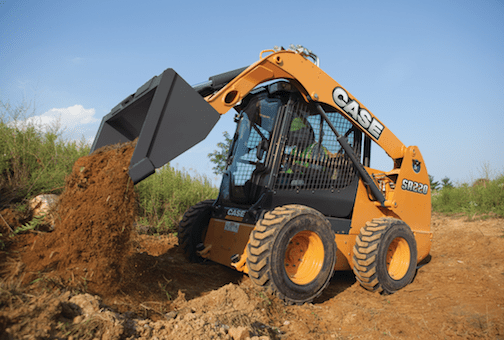 Image of a skid steer moving dirt.